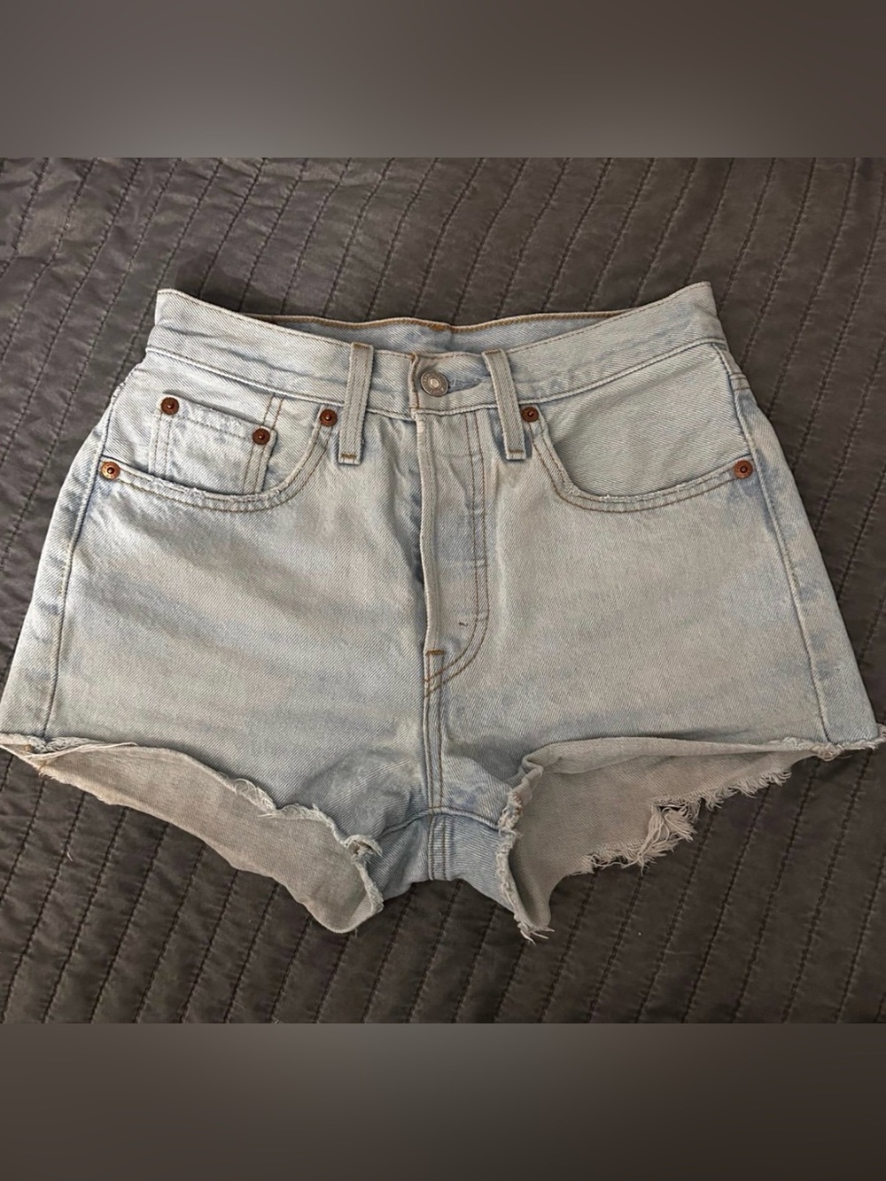 Levi's Light Blue High-Rise Cutoff Jean Shorts